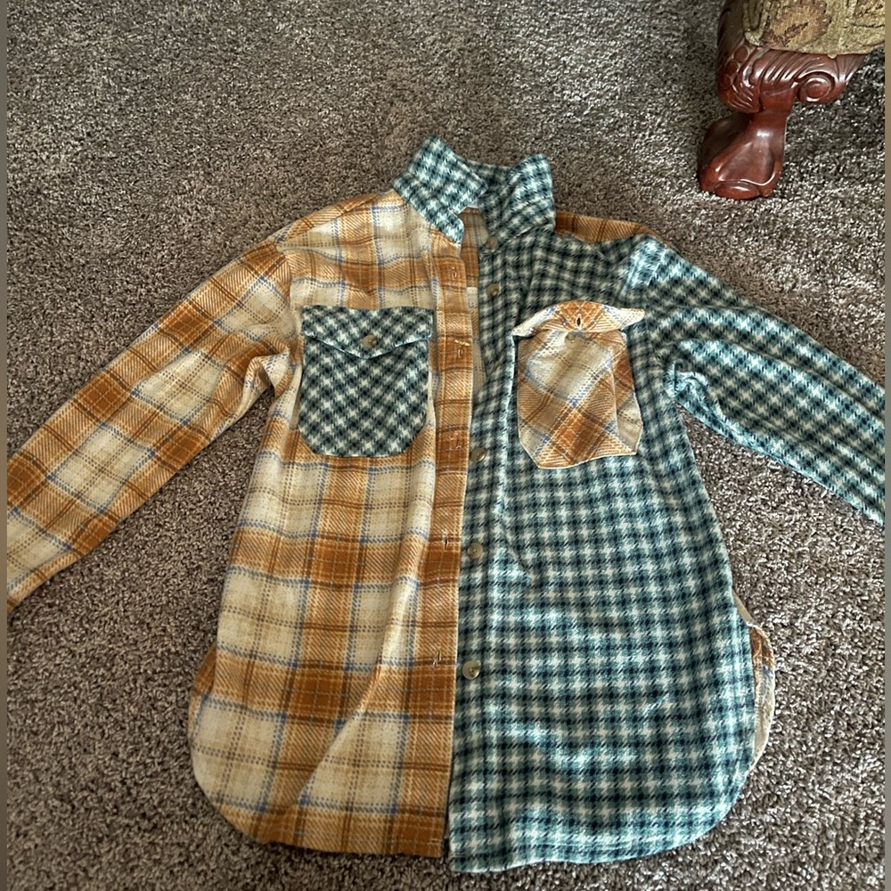Soft fuzzy plaid Rue21 button up sweater